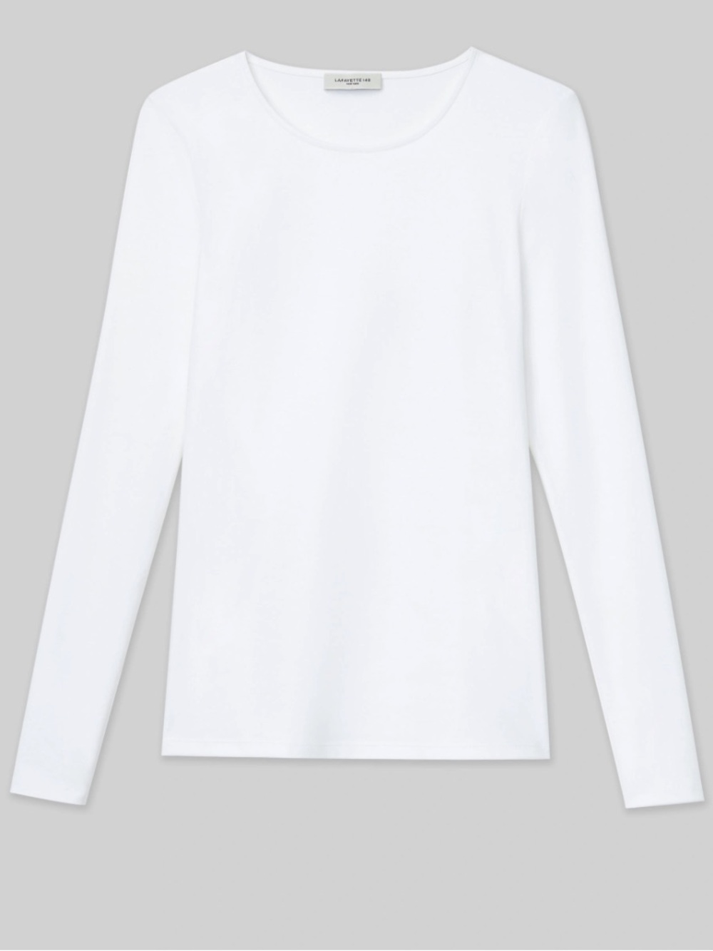 LAFAYETTE 148 NY COTTON CREWNECK LONG SLEEVE T-SHIRT WHITE